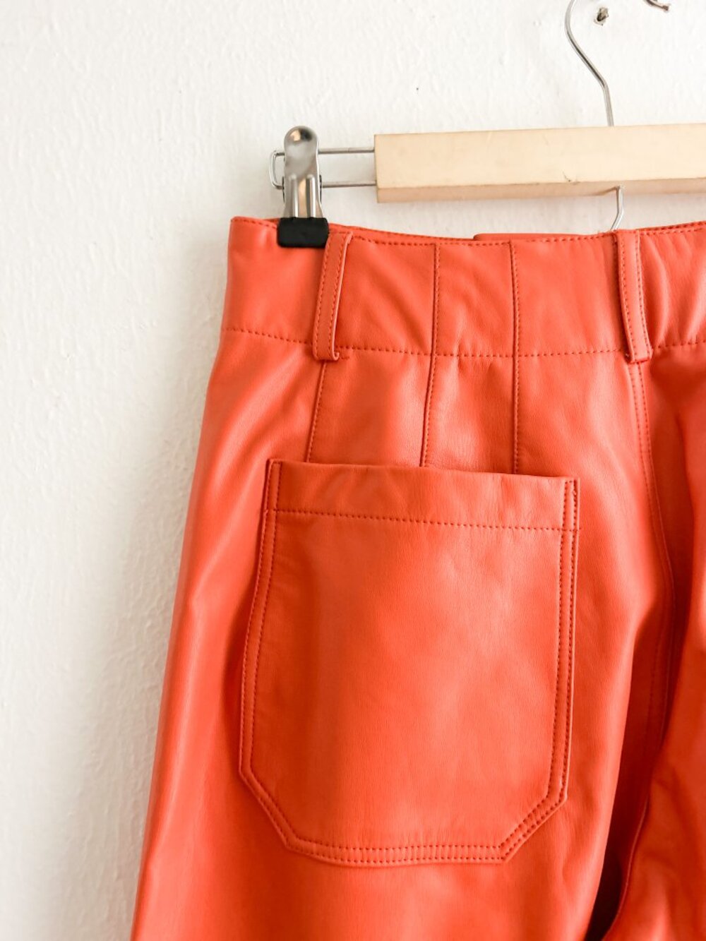 Maeve by Anthropologie The Colette Faux Leather Orange/Pumpkin Pants Sz 27 - Picture 7 of 9
